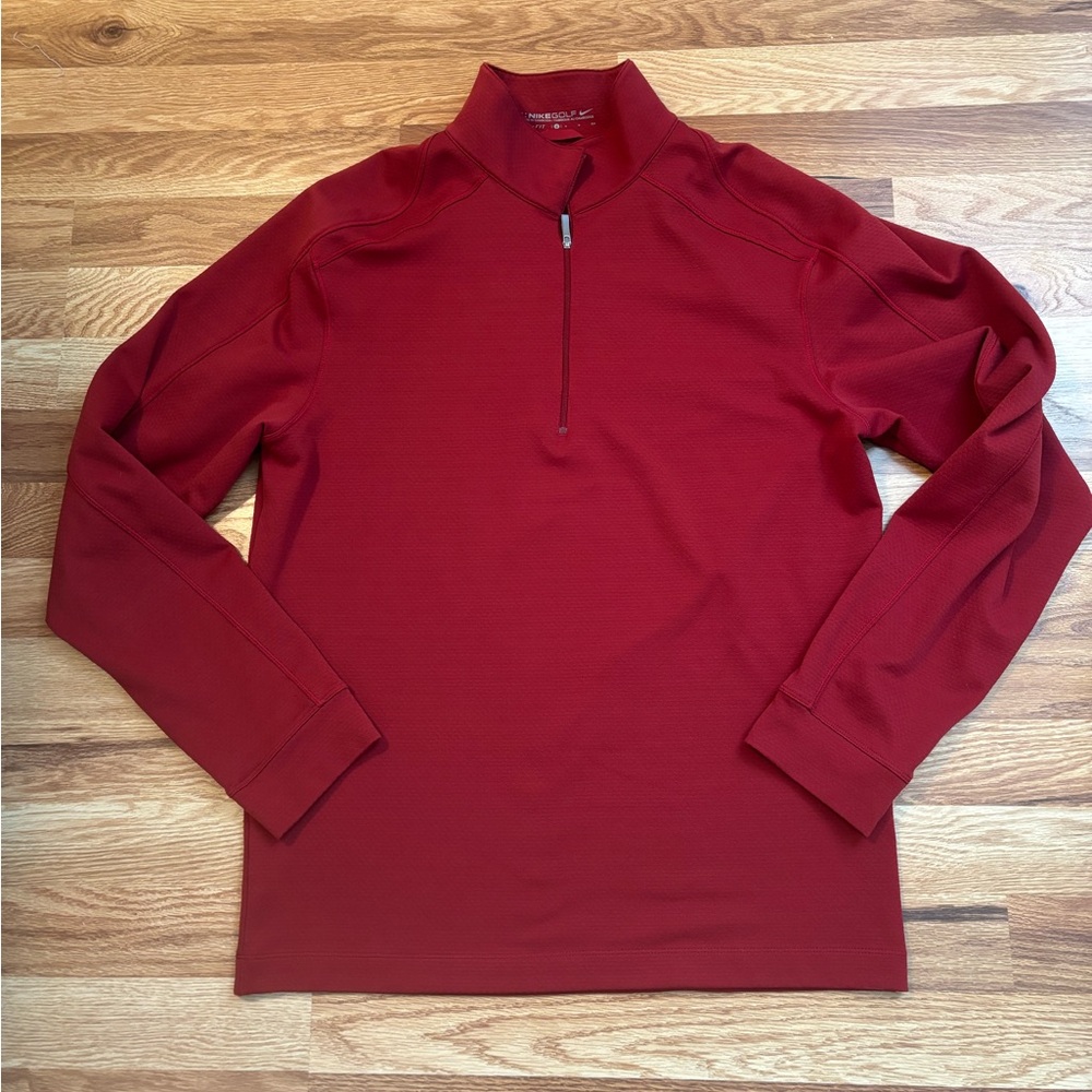 Nike Dri-Fit Golf 1/4 Zip Long Sleeve Shirt Red Mens Size S